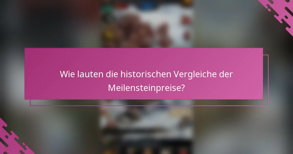 Wie lauten die historischen Vergleiche der Meilensteinpreise?